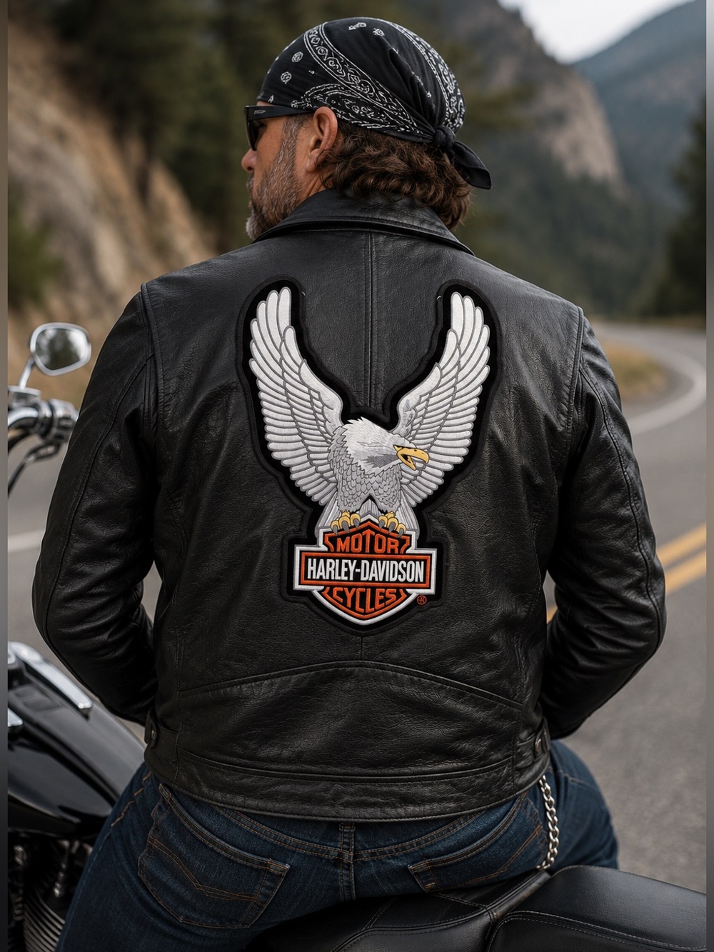 Xelement Motorcycle Leather Jacket-Harley Davidson Patch Back-ZipOut Liner XL
